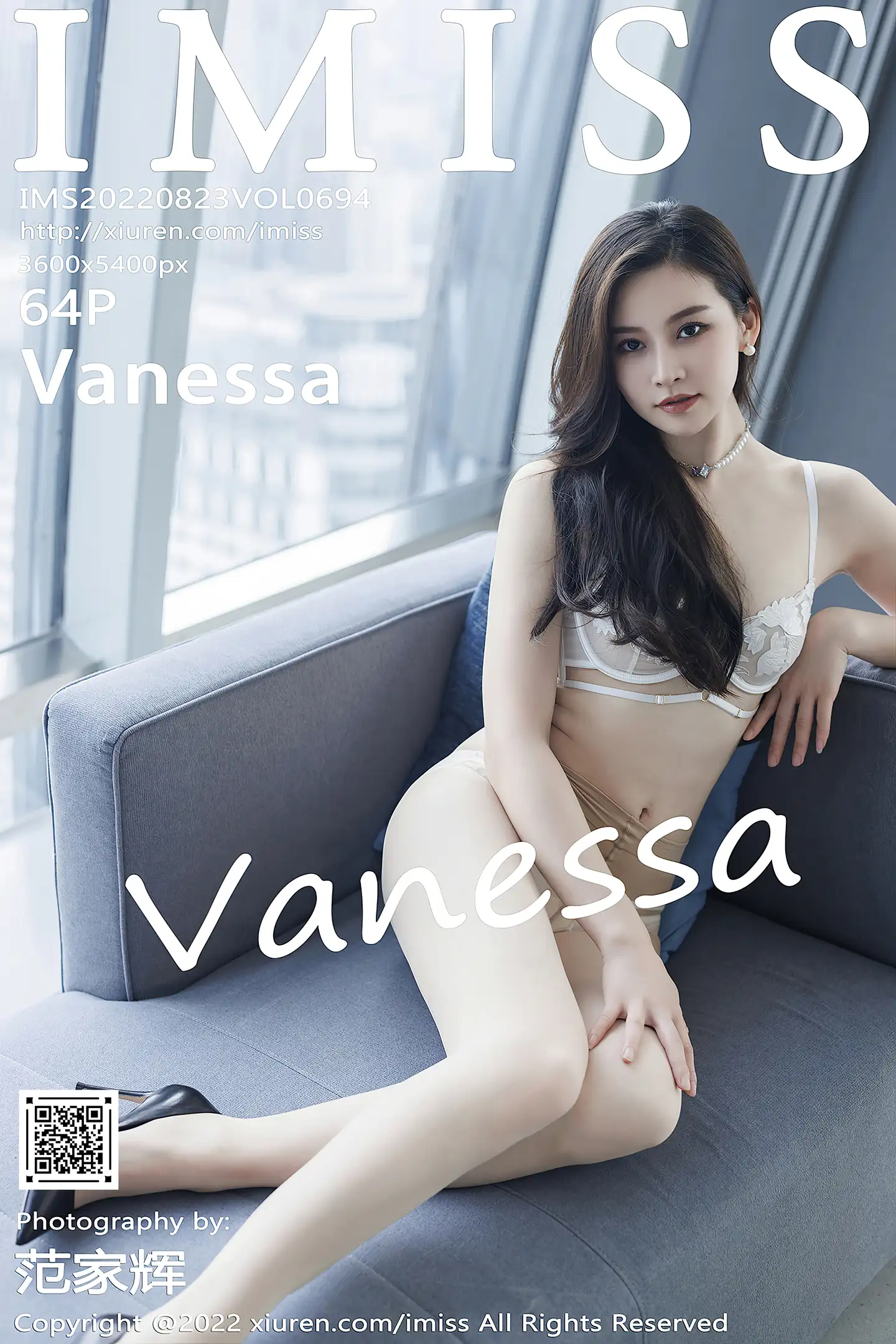 [IMISS爱蜜社]Vol.694_气质美女Vanessa淡橙色上衣配短裙半脱露蕾丝内衣诱惑写真64P-秀人网 - XiuRen.Pro